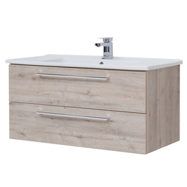 Тумба Dreja GIO, 100 см, 2 ящика, дуб кантри и раковина MyJoys Эйфория 100 см, 77.0106D + 641235 - фото, отзывы, цена